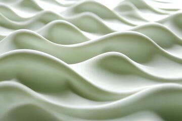 Obraz premium A close-up of the wavy texture on paper, rendered in 3D with subtle gradients and a soft green hue. 