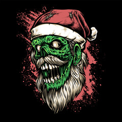 skull zombie santaclaus with beard