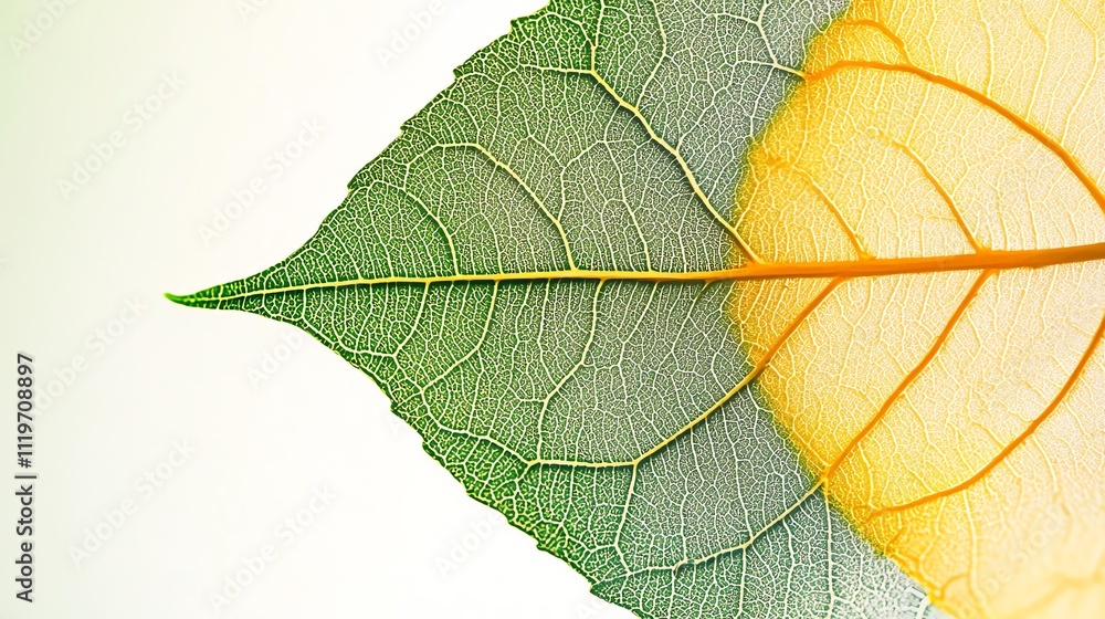 Poster a close-up of a leaf showing its veins and structure.