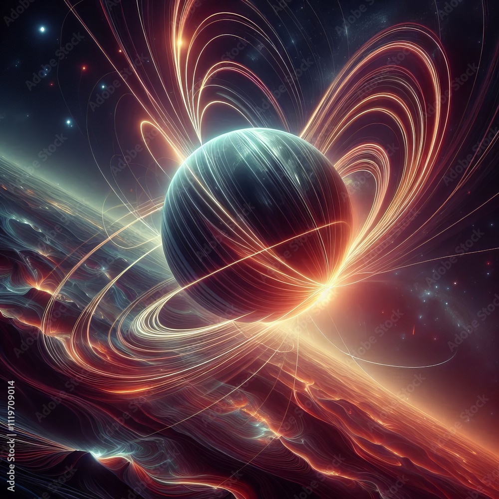 Poster magnetic field lines subtle lines curving through space showing