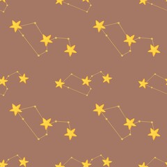 Small Leo Zodiac Design Seamless Pattern on PANTONE Mocha Mousse Background