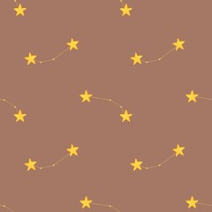 Aries Zodiac Design Seamless Pattern on PANTONE Mocha Mousse Background