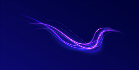 Acceleration speed motion on night road. Colorful Light Trails, Long Time Exposure Motion Blur Effect. Abstract fire flare trace lens flares acceleration speed motion on night road. 