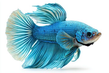 Fototapeta premium Vibrant Betta Fish Gliding Through Water on White Background