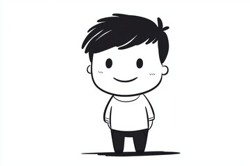 A cute cartoon character with simple lines and shapes, minimalistic design on a white background