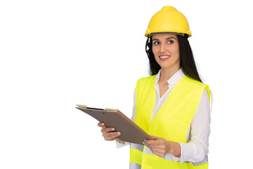 Architect in safety gear with helmet and vest