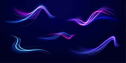 Neon stripes in the form of drill, turns and swirl. Iight background, speed, wavy, swirl,curve,speedy,vector. Abstract background rotational border lines. 
