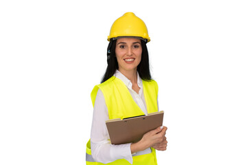 Architect in safety gear with helmet and vest