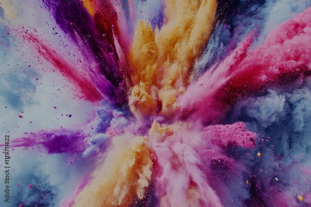 Poster vibrant explosion of colorful powders creating a dynamic and eye-catching abstract background for ar