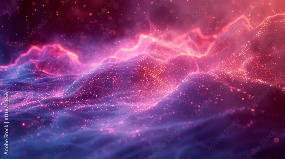 Poster abstract background with digital lightning and particles.
