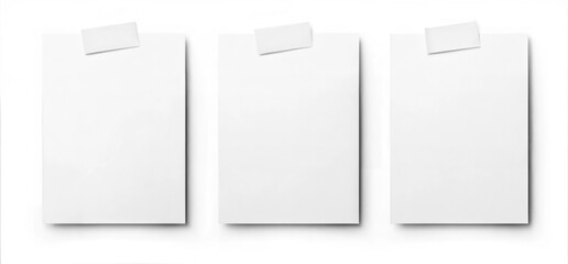 Empty Paper Note with Adhesive Tape - Blank Reminder Message on White Background for Office Use