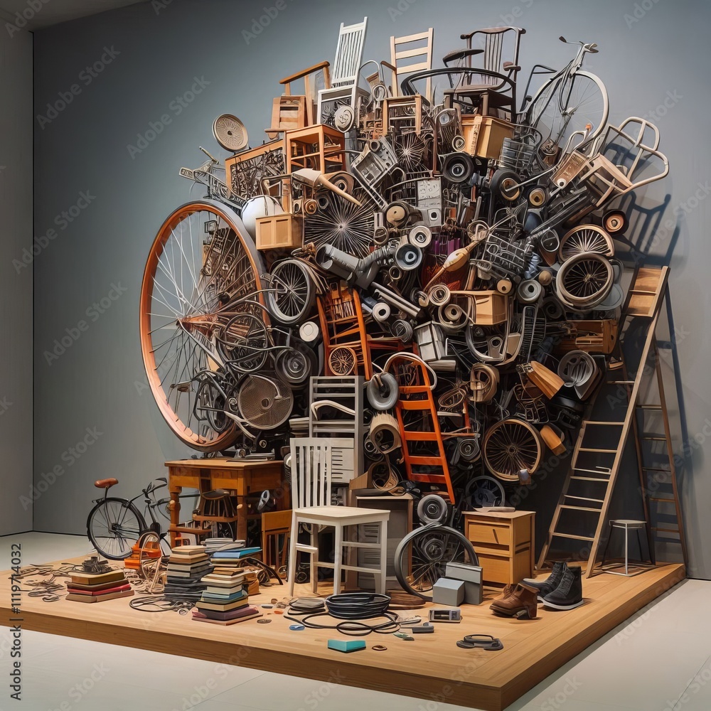 Poster modern art with everyday objects