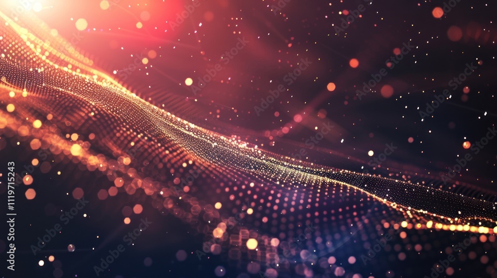 Poster professional 3d abstract mesh background integrating circles, lines and triangle shapes,