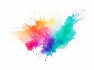 Vibrant handmade watercolor splash featuring a blend of rainbow colors