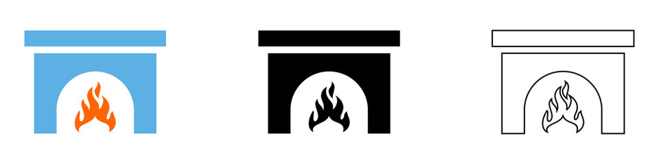 fire place indoor vector pictogram sign icon symbol ui and ux design, glyphs and stroke line	
