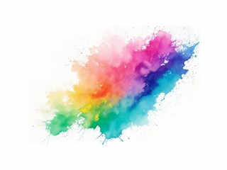 Vibrant handmade watercolor splash with rainbow colors.