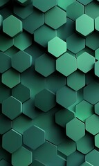 Fototapeta premium A monochromatic background featuring large and small hexagons with a gradient of green tones, arranged in a honeycomb pattern