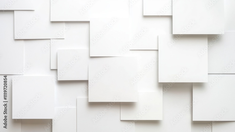 Poster abstract composition of white squares on a light background for design use