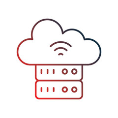 cloud computing gradient icon with white background vector stock illustration