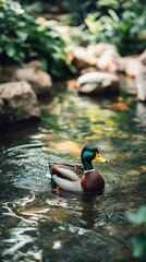 Cute Duck Swimming in a Serene Setting