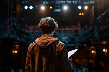 Naklejka premium Performer on stage at theatre generative ai image