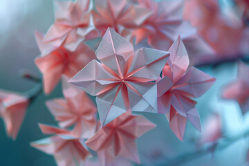 Image of colorful art paper animal origami generative ai