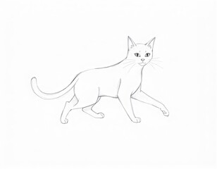 Obraz premium A minimalistic pencil sketch of a cat, made using quick, deliberate pencil strokes and swirl patterns to create volume. The cat is drawn in various action poses