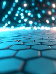 Obraz premium Abstract hexagonal surface with glowing lights.