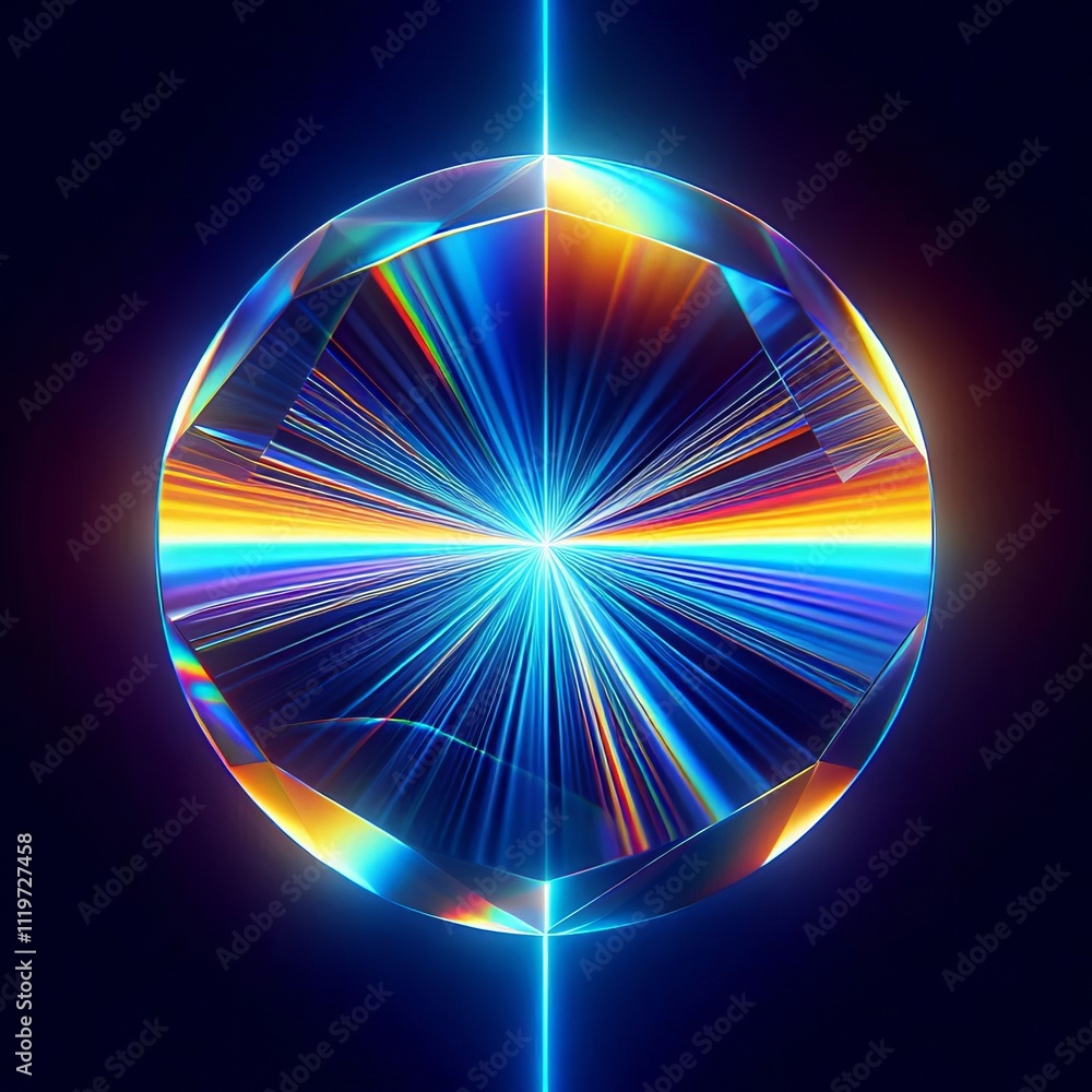 Poster photon in a prism splitting into a spectrum of colors after pass