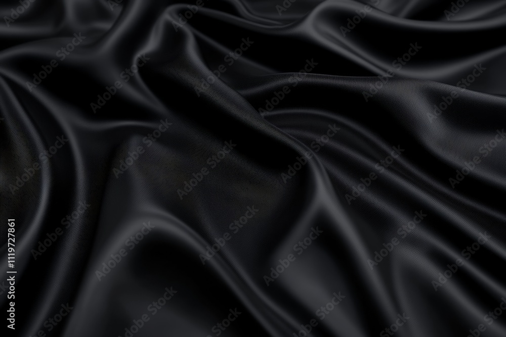 Poster elegant textures of luxurious black fabric draped smoothly over a surface with graceful waves and su