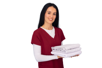 Young female housekeeper in uniform