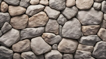 Fototapeta premium Seamless texture of natural stone wall with beige and grey stones.