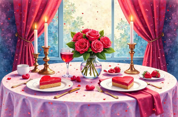 cookies and cupcakes in the shape of hearts, decorated with cream and berries, decorated in the form of a valentine