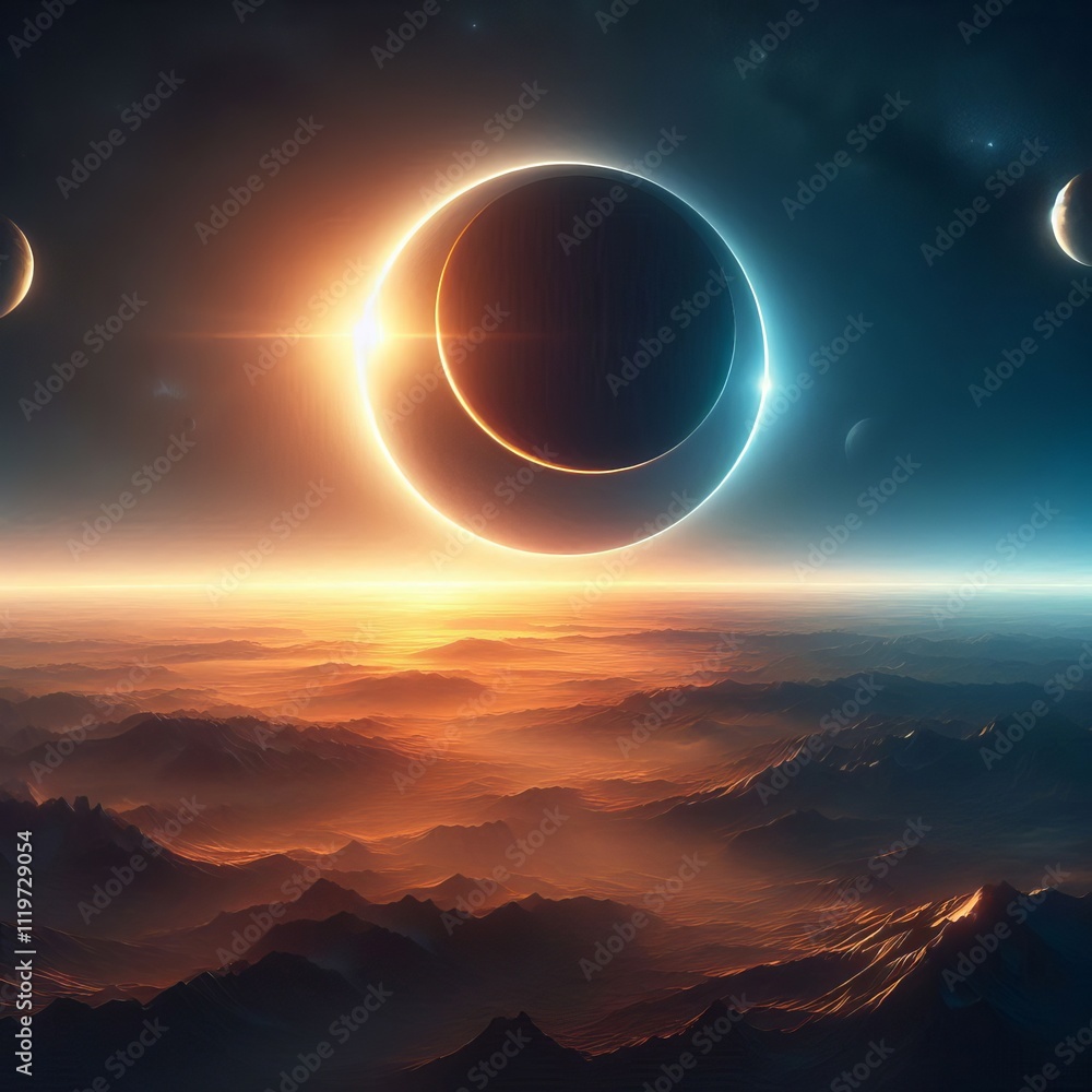 Poster planetary eclipse an eclipse from the perspective of a planet wi
