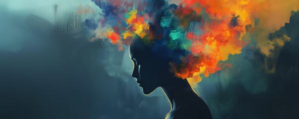 Woman’s head, confusion, dementia or depression, mental health.