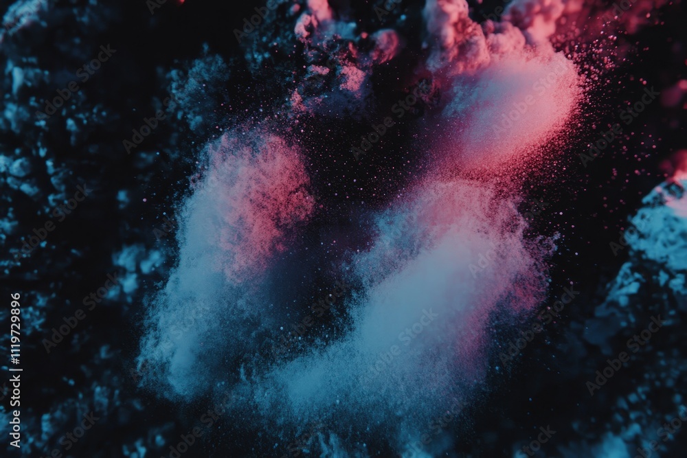 Poster colorful abstract background with vibrant smoke and dust particles creating an enigmatic and dreamy 