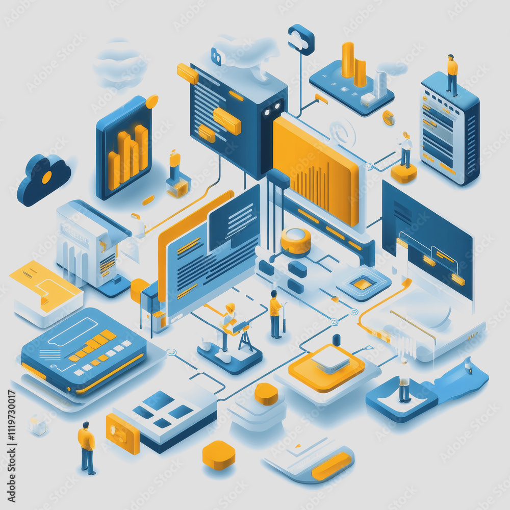 Aufkleber abstract illustration of data analysis and digital technology with charts, graphs, and virtual eleme