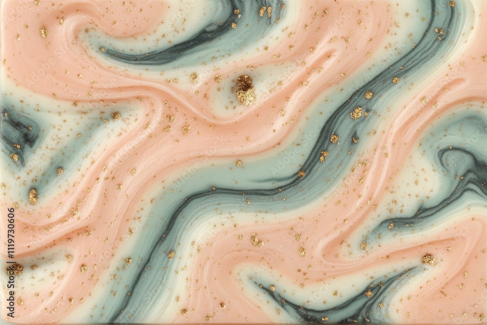 Aufkleber abstract swirling patterns in soft pastels and gold highlights on a smooth surface suitable for mode