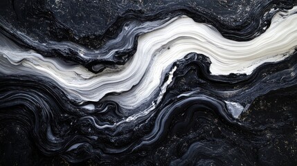 Abstract black and white textured background with flowing lines.