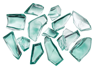 broken pieces of shattered glasses fragments, cutout png