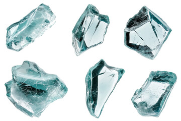 Obraz premium broken pieces of shattered glasses fragments, cutout png