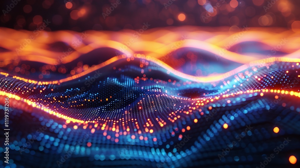 Aufkleber abstract digital wave of particles. futuristic point wave. technology background.