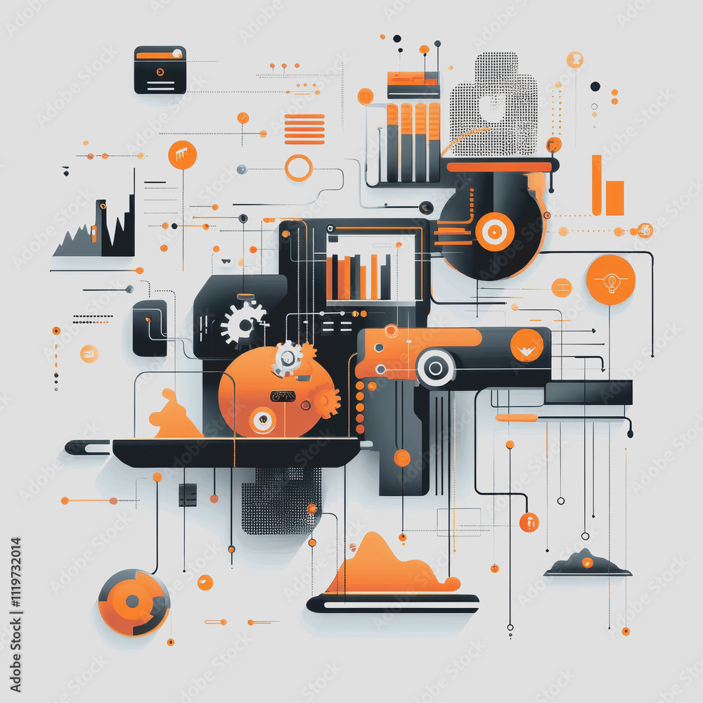 Aufkleber abstract digital art representing technological innovation, business analytics, and data visualizati