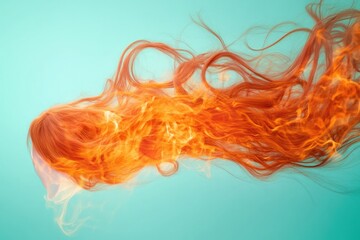 a realistic photograph of flames in the shape of a long wig