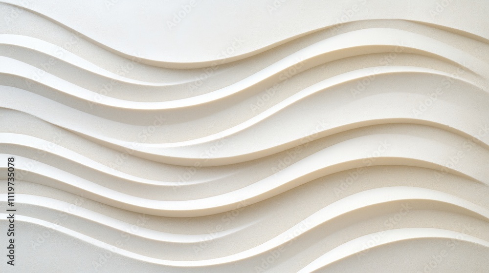Poster textured white wall with flowing wave patterns creating a modern design in an elegant space