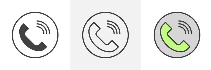 Call icon collection in black and colored style.