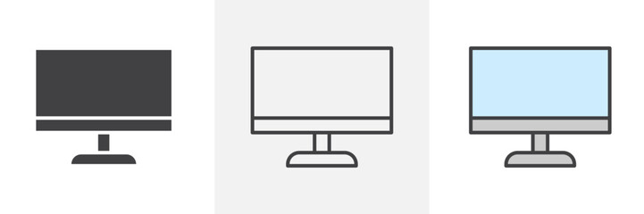 Computer icon collection in black and colored style.