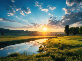 Luxurious A road leading to a field at sunset Illustration