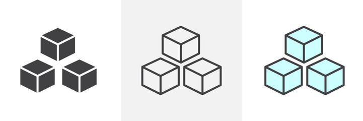 Ice icon collection in black and colored style.