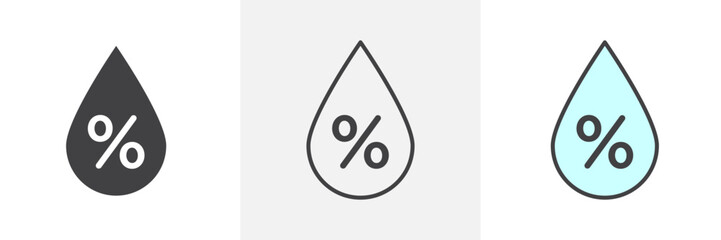 Humidity icon collection in black and colored style.